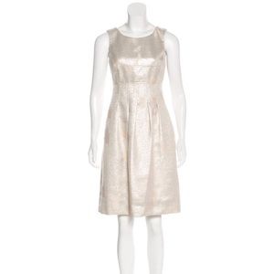 Lela Rose Champaign Metallic Sleeveless knee length dress 4